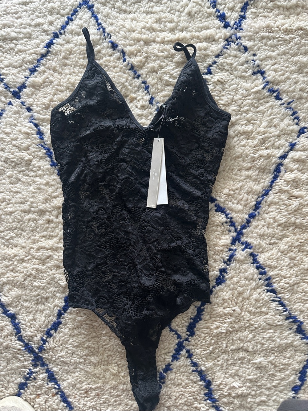 Aqua Black Lace V-Neck Bodysuit